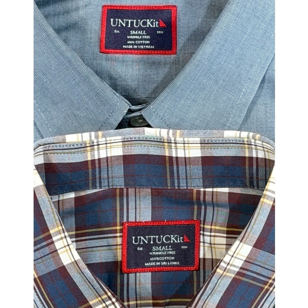 Lot of 2 UNTUCKit Mens Small Regular Fit Wrinkle Free Cotton Button Down Shirts - Picture 4 of 10